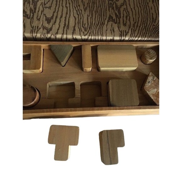 Vintage Wooden Geometric Shape Puzzle By Storybook Crafts Chapel Hill N.C. Handm - Picture 2 of 7